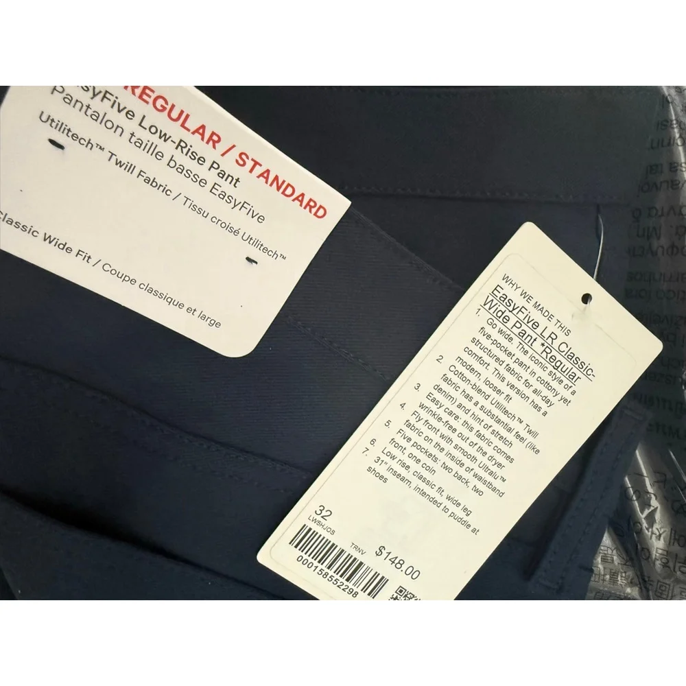 Women's Lululemon Navy EasyFive LR Classic Wide Leg Pants Size 32 - Picture 4 of 4